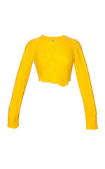 Yellow Irregular Cropped Sweater
